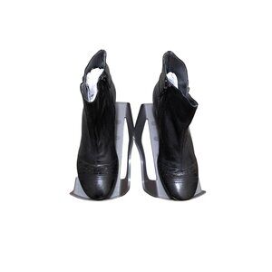 Brako Women's Black Leather Victoria Ankle Boots Size 39/8 US Made In Spain